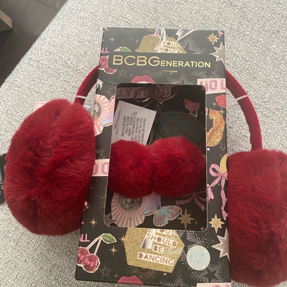 BCBGeneration Vibrant Red Faux Fur Earmuffs